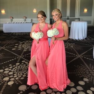 white by vera wang v neck halter bridesmaid dress